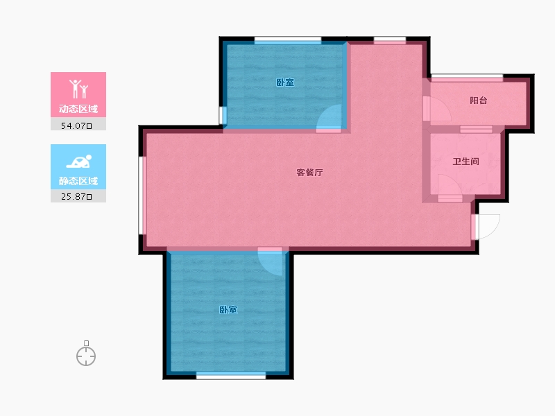 山东省-烟台市-玲珑佳苑-71.36-户型库-动静分区