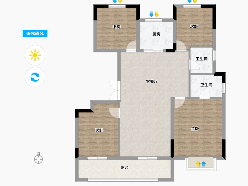 浙江省-温州市-蓝光城建雍锦熙园-102.40-户型库-采光通风