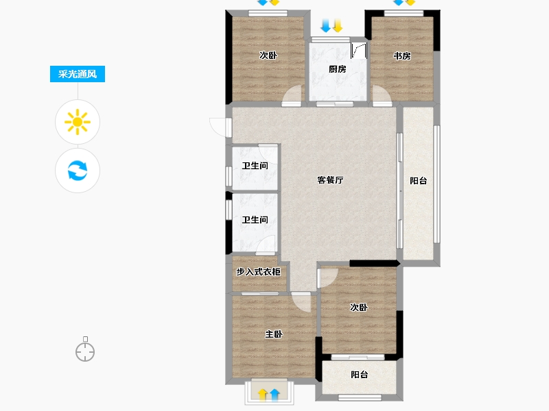 浙江省-绍兴市-锦上云山-104.80-户型库-采光通风