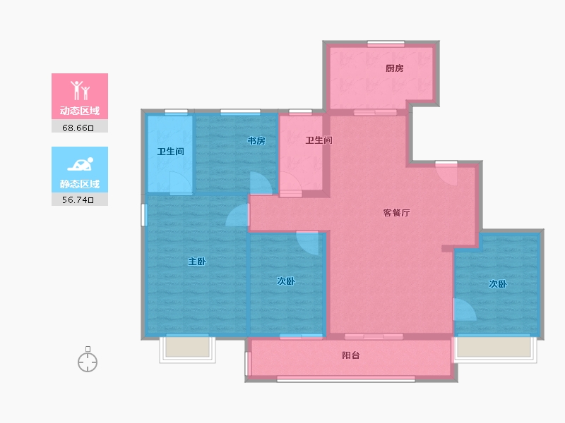 浙江省-温州市-万科星汇里-113.60-户型库-动静分区