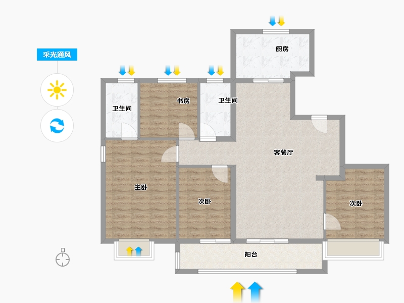 浙江省-温州市-万科星汇里-113.60-户型库-采光通风