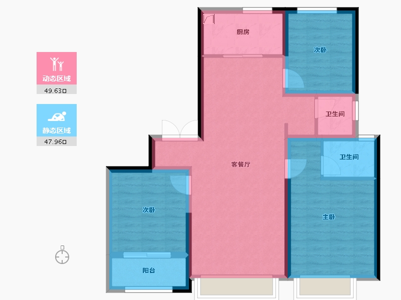 陕西省-西安市-天地源·云水天境-87.15-户型库-动静分区