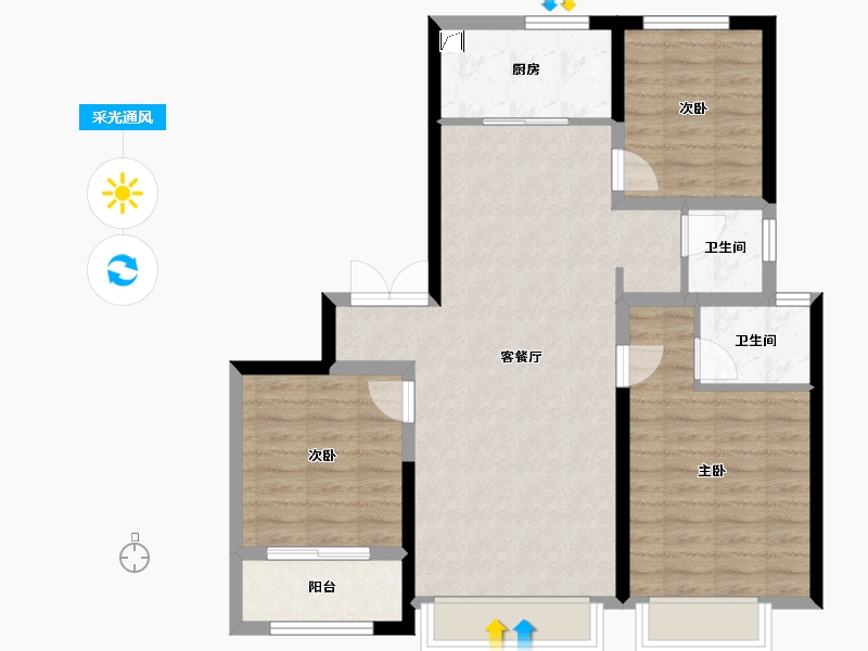 陕西省-西安市-天地源·云水天境-87.15-户型库-采光通风