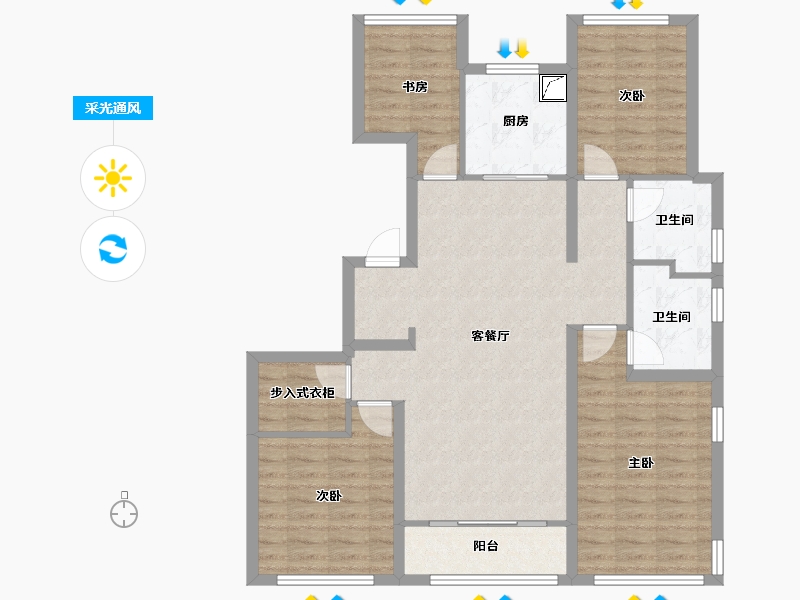 山东省-青岛市-绿城汀岚-114.40-户型库-采光通风