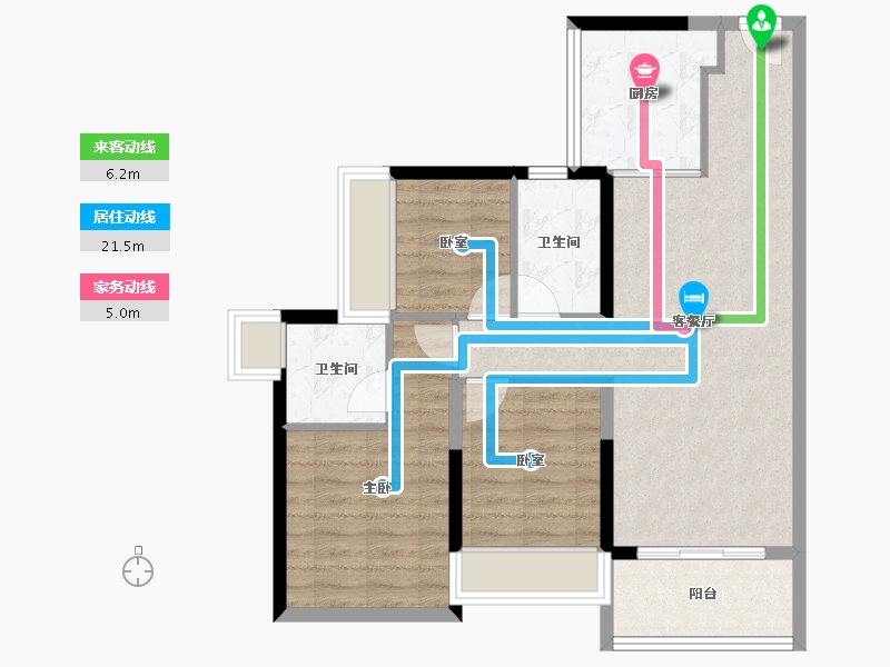 广东省-东莞市-新城御珑公馆-74.67-户型库-动静线