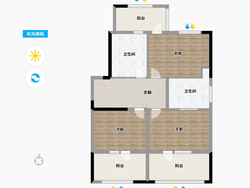 山东省-青岛市-龙湖西府原著-110.00-户型库-采光通风