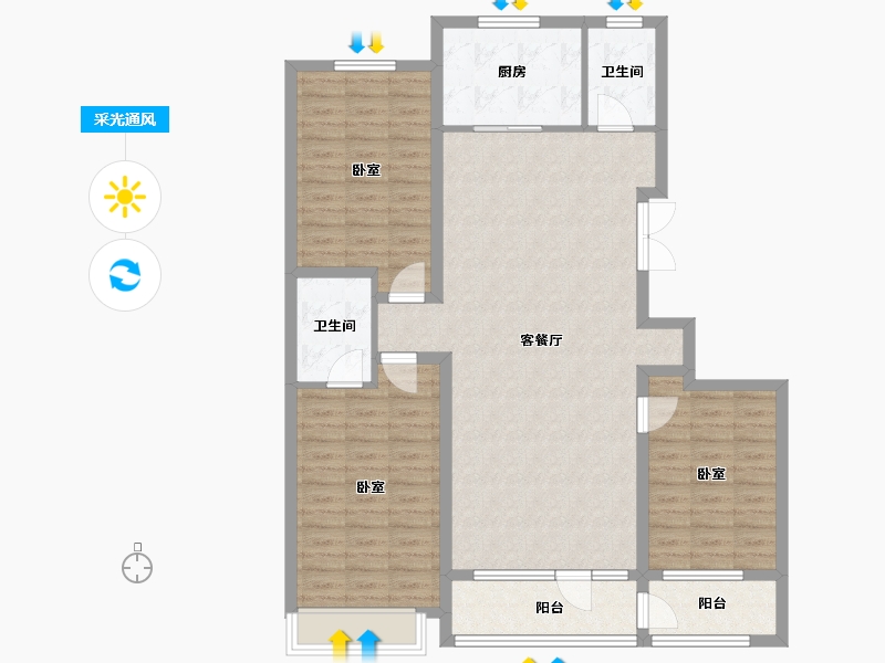 山东省-潍坊市-恒信崇文湖-114.40-户型库-采光通风