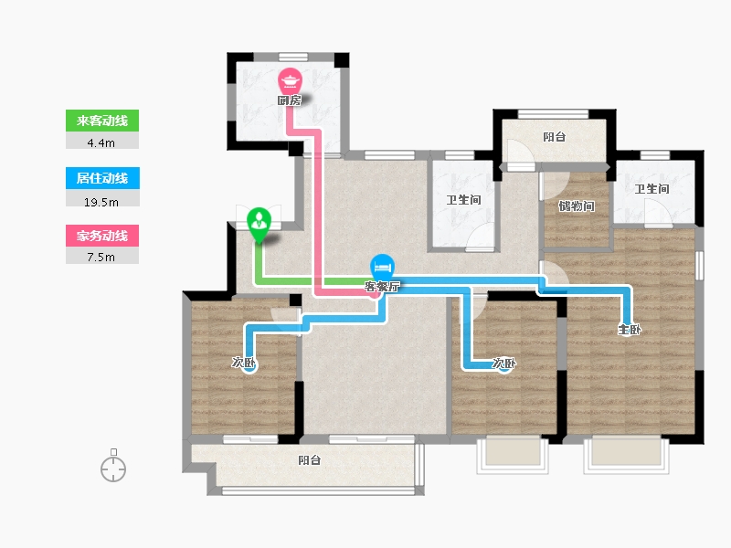 浙江省-宁波市-鹿湖花苑-111.20-户型库-动静线