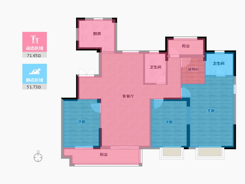 浙江省-宁波市-鹿湖花苑-111.20-户型库-动静分区