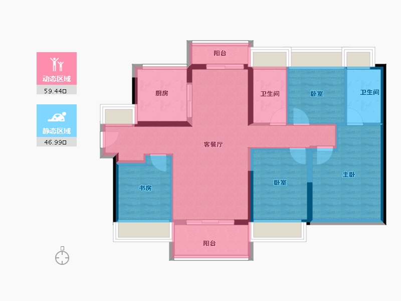 广东省-东莞市-新城御珑公馆-94.86-户型库-动静分区