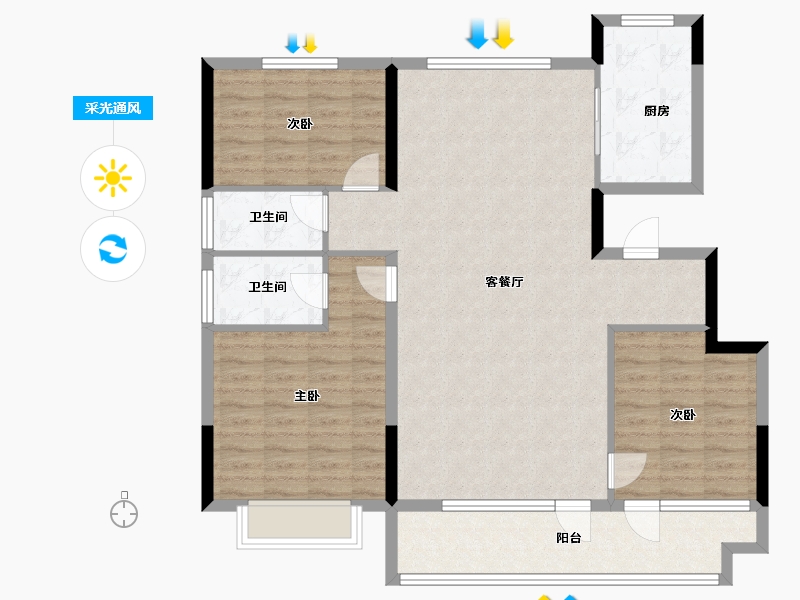 山东省-烟台市-中瑞鼎峰云山度-110.40-户型库-采光通风