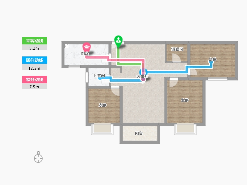 陕西省-西安市-观园壹号-90.19-户型库-动静线