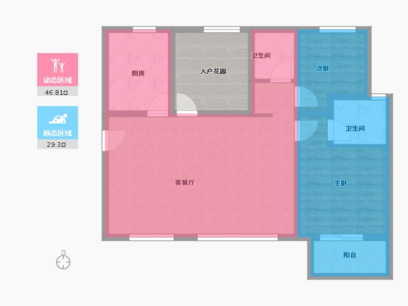 陕西省-西安市-蓝湖九郡-75.87-户型库-动静分区