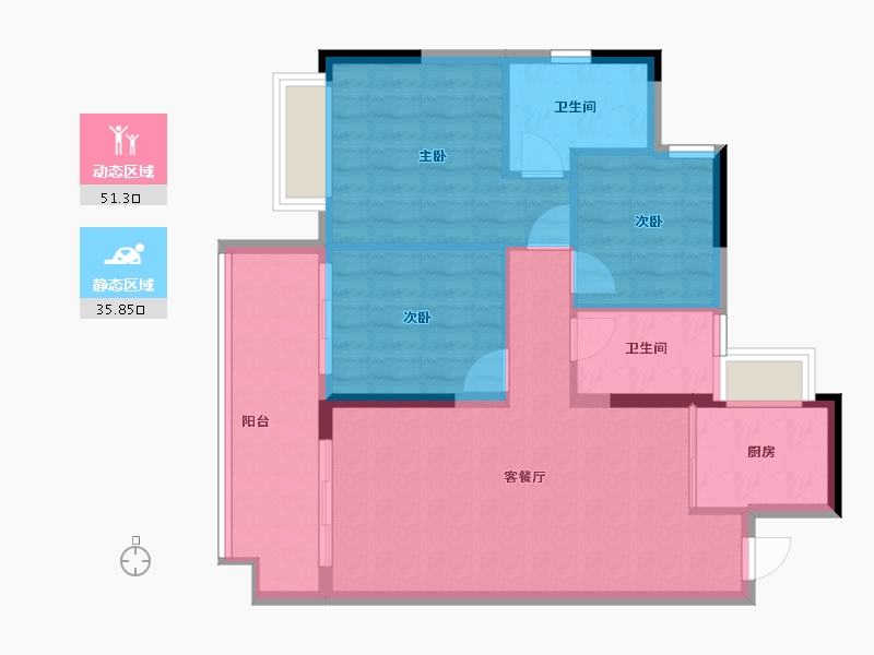 广东省-东莞市-振业清溪雅苑-78.67-户型库-动静分区