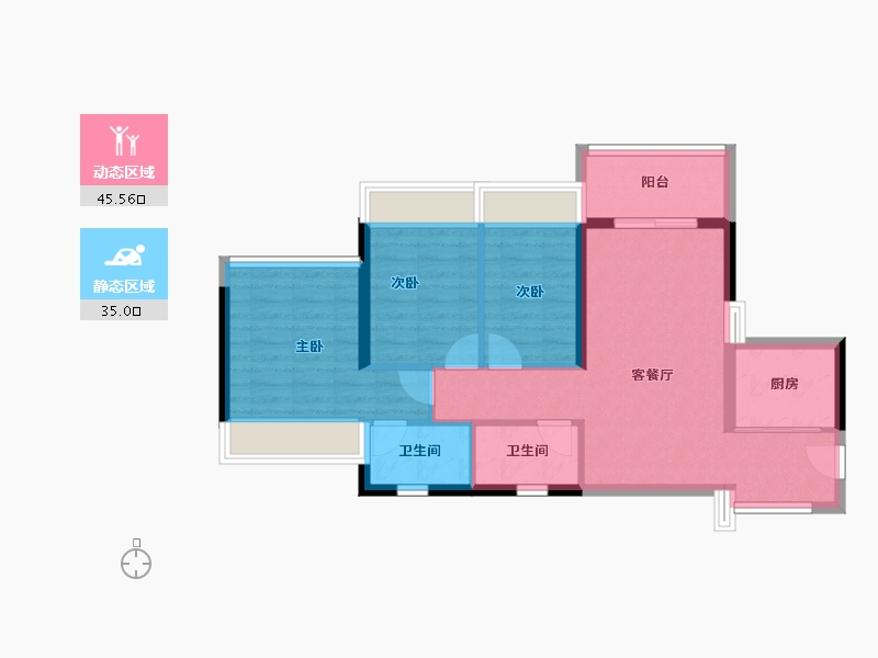 广东省-东莞市-中海·左岸东宸-71.67-户型库-动静分区