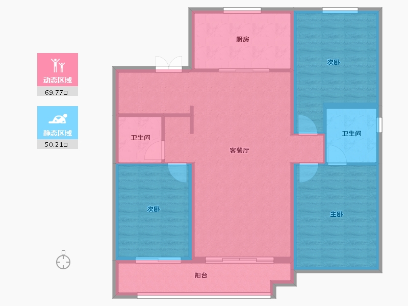 河北省-石家庄市-地铁·万科蓝湾-108.80-户型库-动静分区