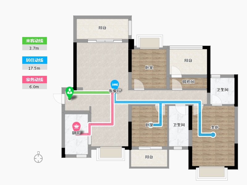 湖南省-长沙市-桥和雅苑-101.98-户型库-动静线