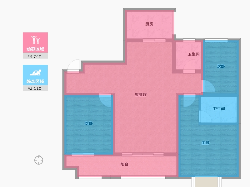 山东省-潍坊市-贵隆华府-90.51-户型库-动静分区