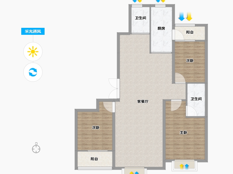 山东省-潍坊市-紫御宫馆-125.61-户型库-采光通风