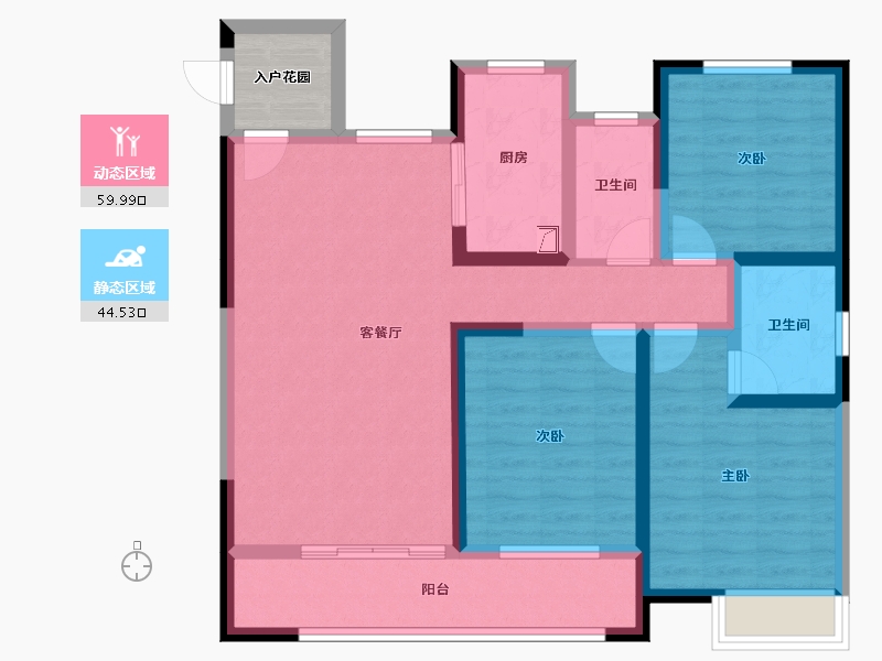 陕西省-西安市-启迪·大院儿-95.36-户型库-动静分区