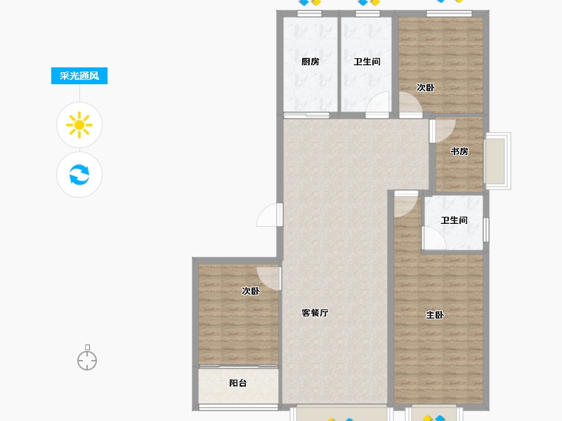 山东省-潍坊市-紫御宫馆-133.60-户型库-采光通风