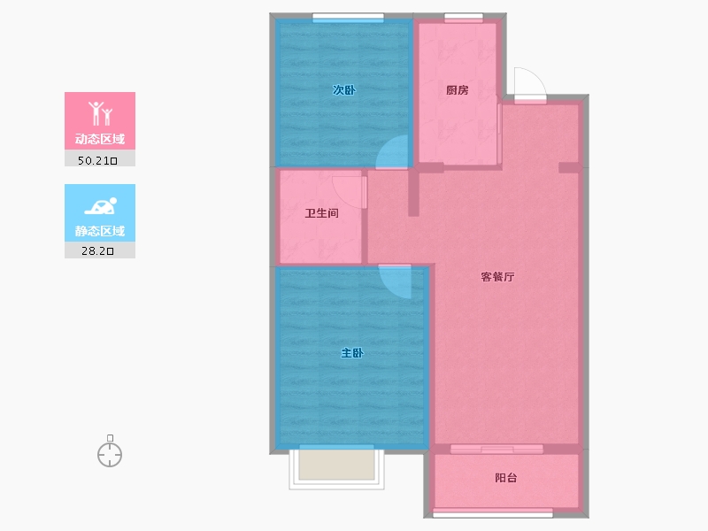 河北省-石家庄市-地铁·万科蓝湾-70.40-户型库-动静分区