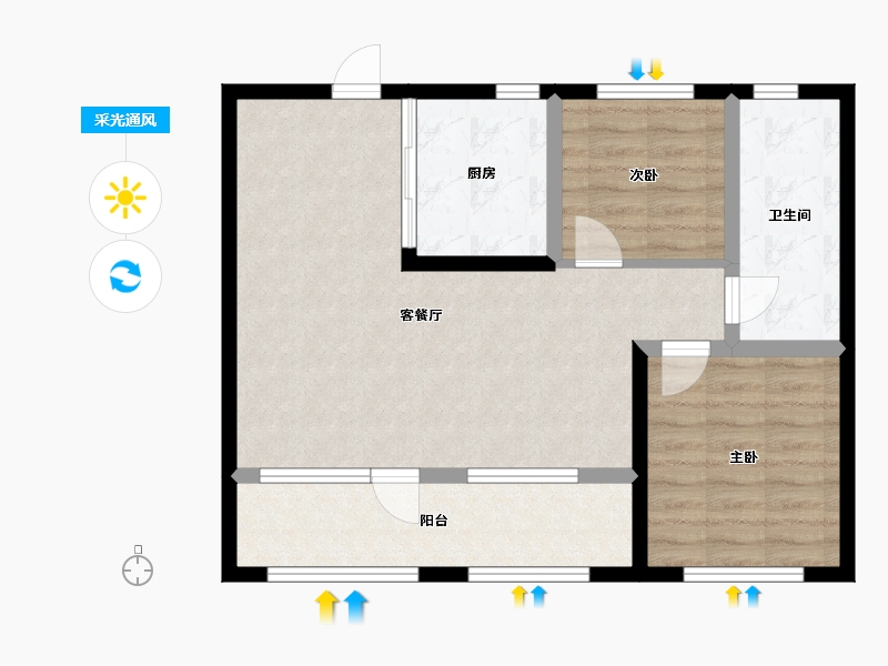 山东省-青岛市-中海林溪世家-71.86-户型库-采光通风