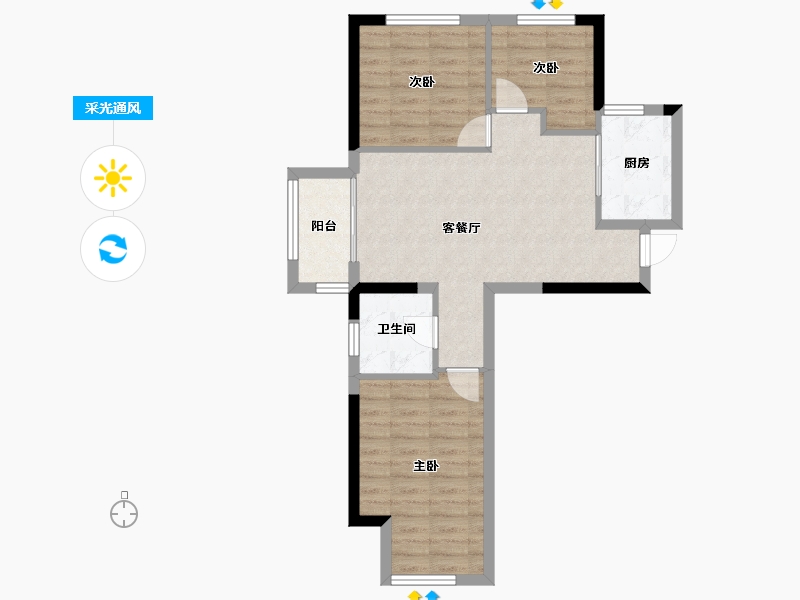 山东省-烟台市-一格明珠-65.07-户型库-采光通风