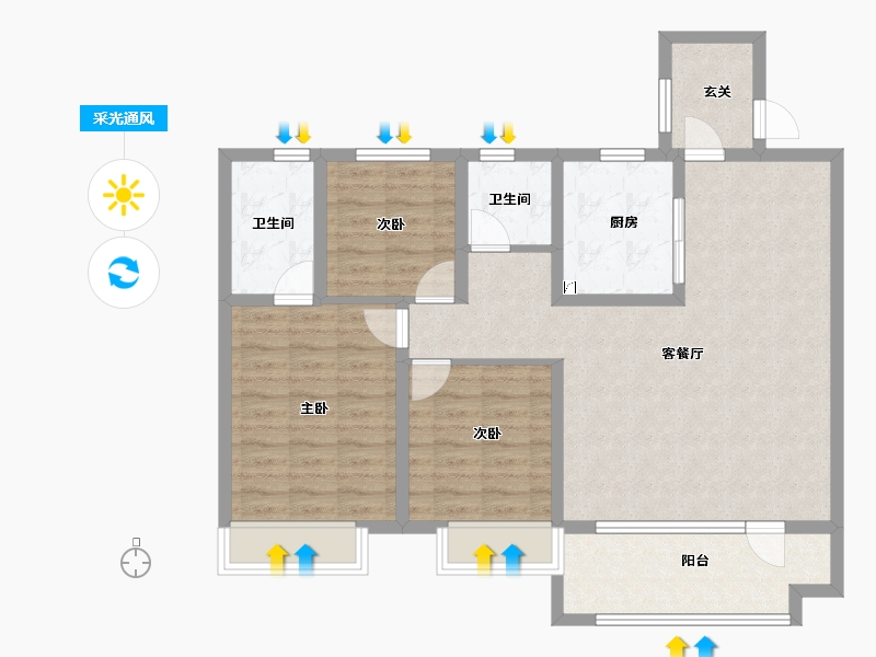 山东省-青岛市-远洋山水-95.42-户型库-采光通风