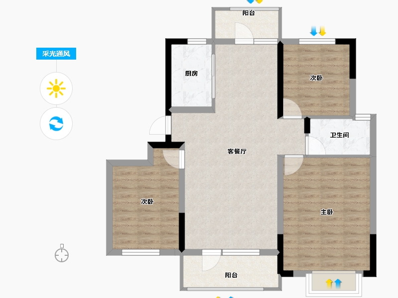 山东省-青岛市-中洲半岛城邦-88.05-户型库-采光通风