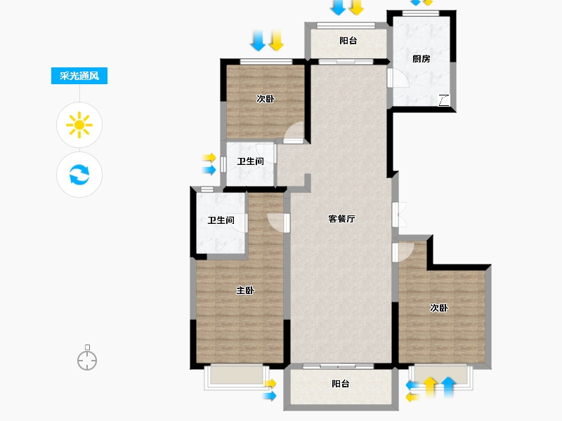 陕西省-西安市-西安凤鸣华府-117.68-户型库-采光通风