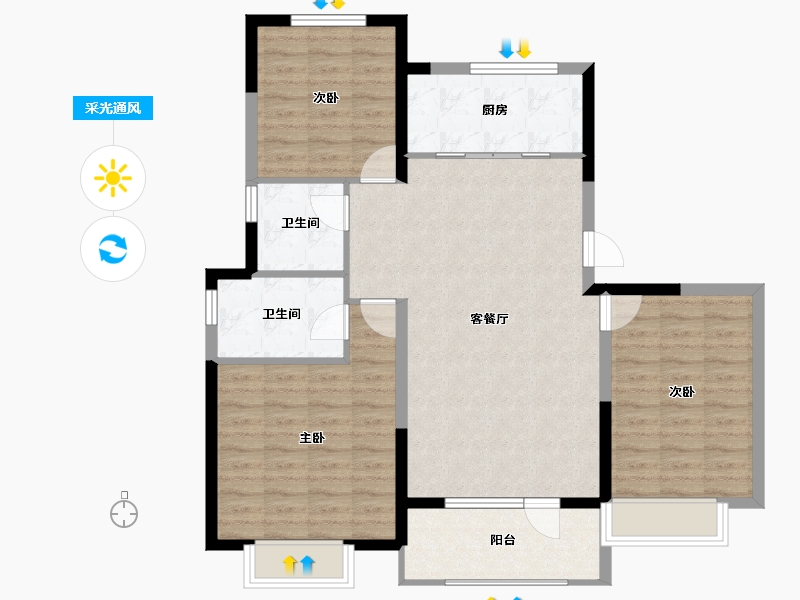 山东省-青岛市-中洲半岛城邦-98.96-户型库-采光通风