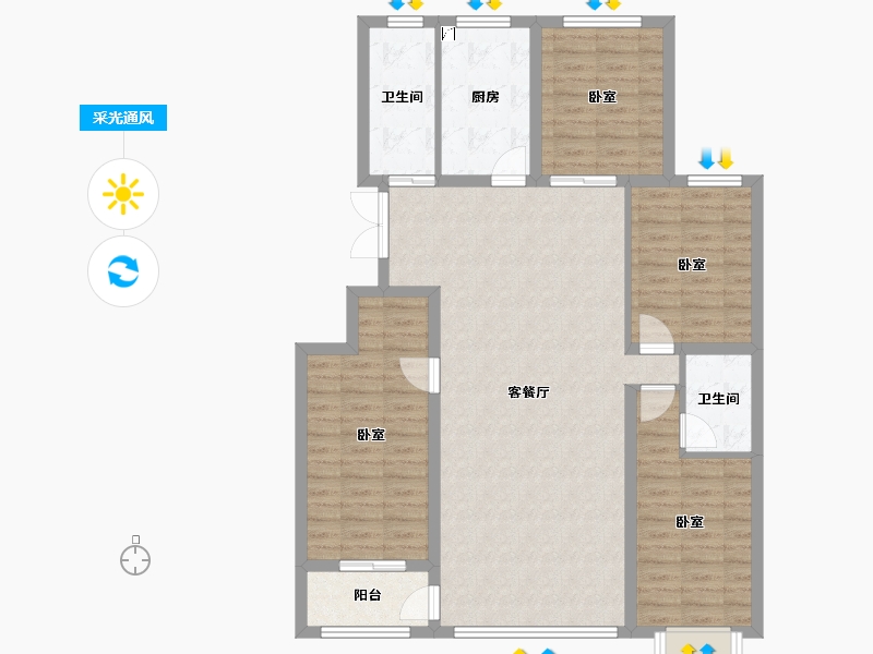 山东省-潍坊市-恒信温莎公馆-111.65-户型库-采光通风