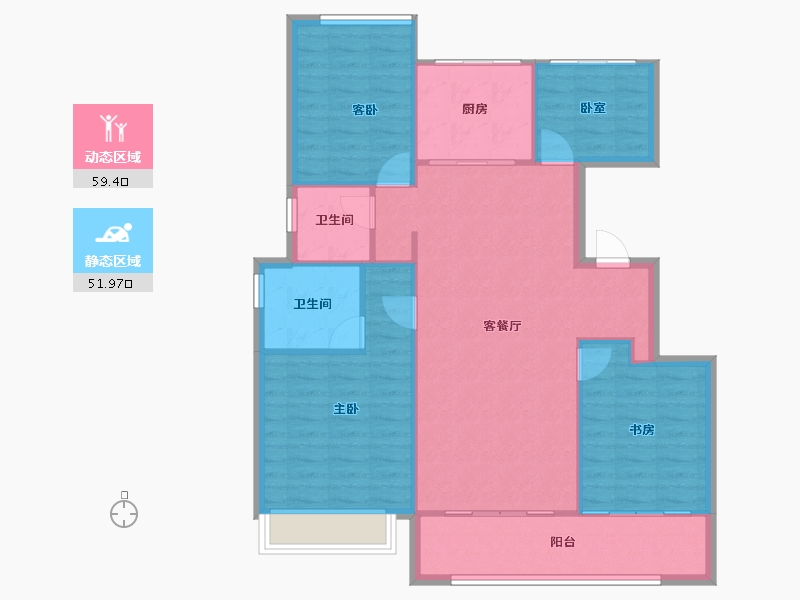 浙江省-宁波市-绿城·春熙云境-103.00-户型库-动静分区