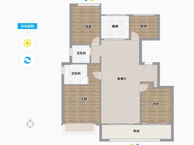 浙江省-宁波市-绿城·春熙云境-103.00-户型库-采光通风