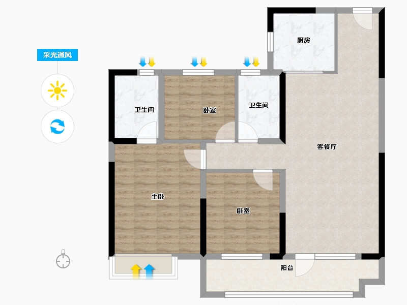 山东省-潍坊市-碧桂园恒信·潍州府-104.00-户型库-采光通风