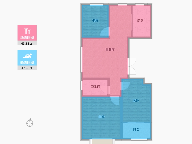 山东省-潍坊市-龙润紫宸华府-81.61-户型库-动静分区