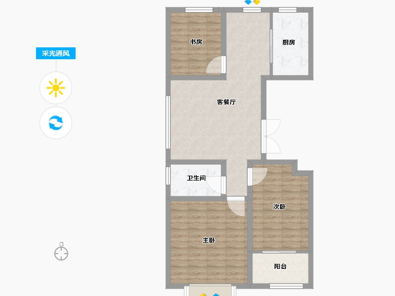 山东省-潍坊市-龙润紫宸华府-81.61-户型库-采光通风