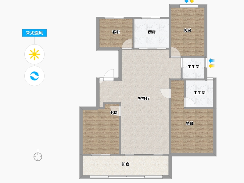 浙江省-宁波市-绿城·春熙云境-104.71-户型库-采光通风