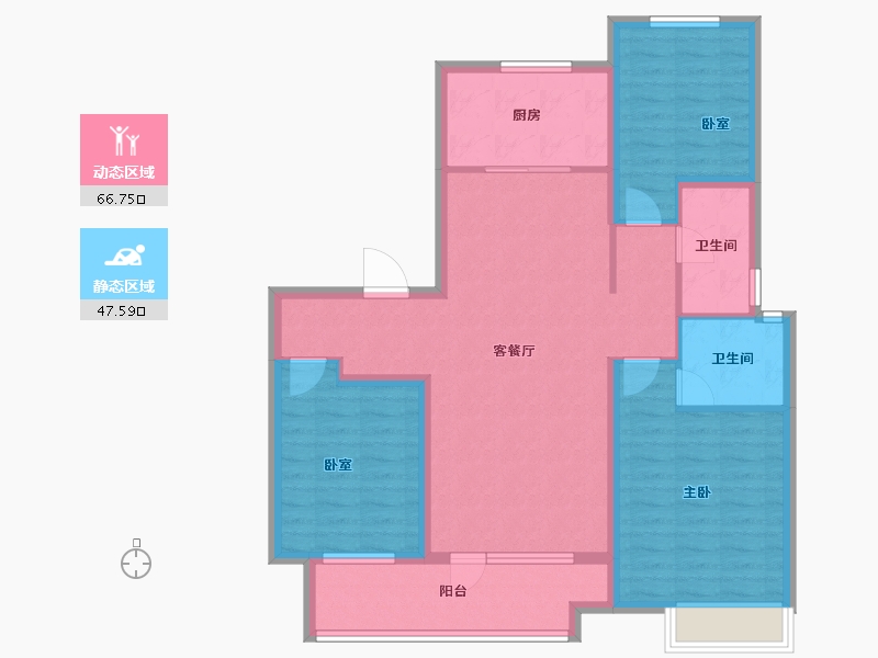 山东省-潍坊市-桃源金茂悦-102.27-户型库-动静分区