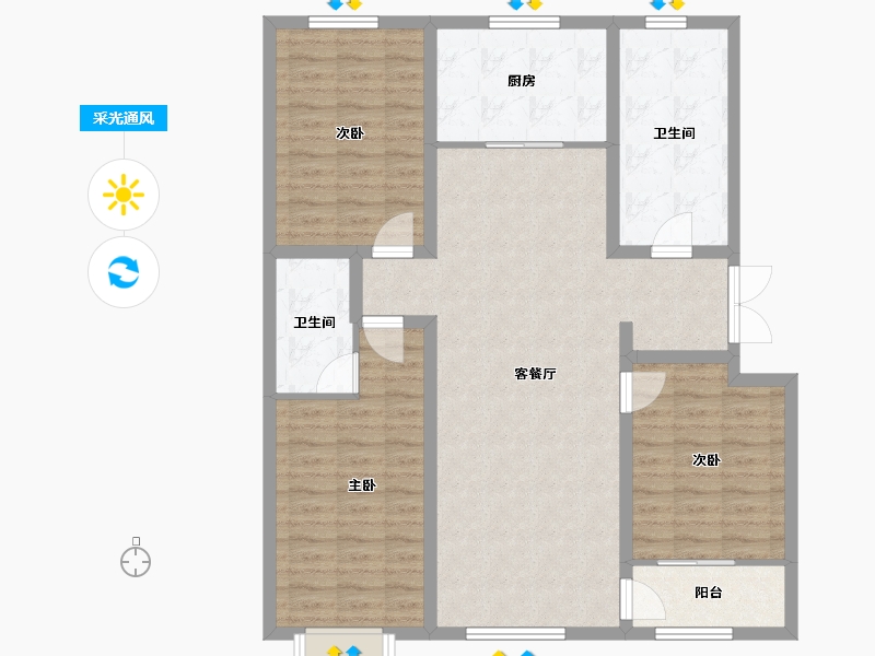 山东省-潍坊市-龙润紫宸华府-109.20-户型库-采光通风