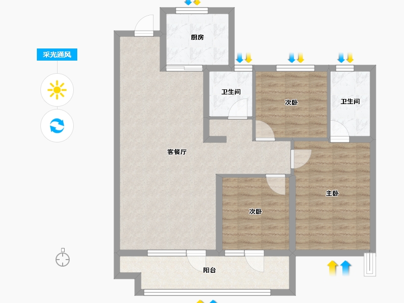 山东省-青岛市-天一仁和宸璟鹭洲-87.97-户型库-采光通风