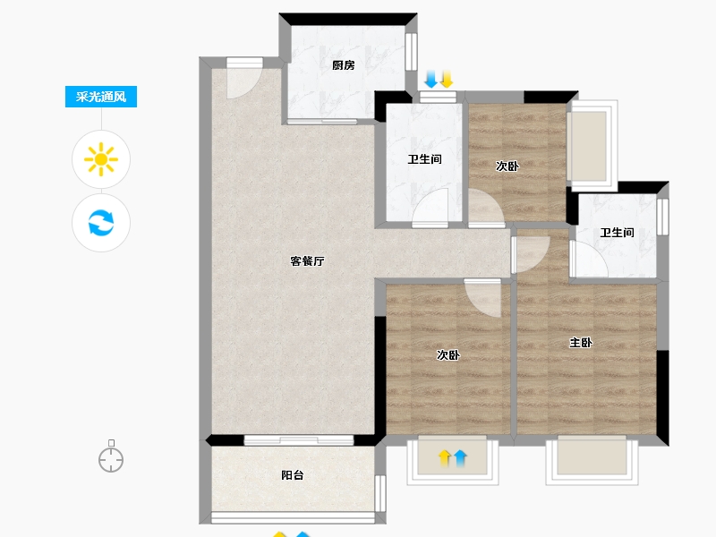 广东省-中山市-佳兆业香山熙园二期-71.20-户型库-采光通风