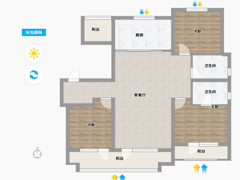 山东省-青岛市-中海林溪世家-103.25-户型库-采光通风