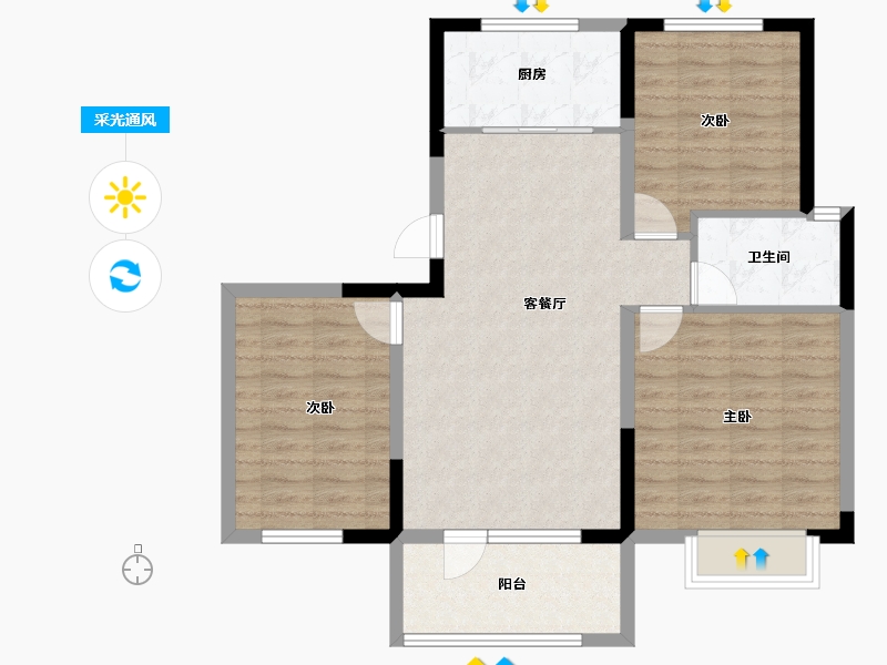 山东省-青岛市-中洲半岛城邦-84.11-户型库-采光通风