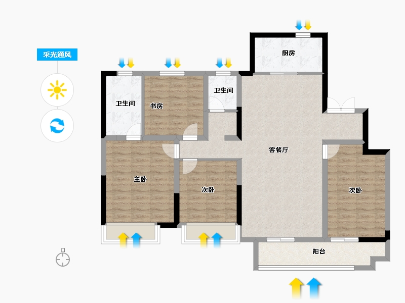 山东省-潍坊市-金科礼悦东方-112.00-户型库-采光通风