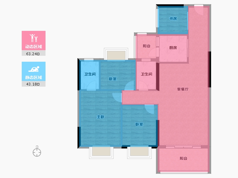 广东省-中山市-佳境康城-96.00-户型库-动静分区