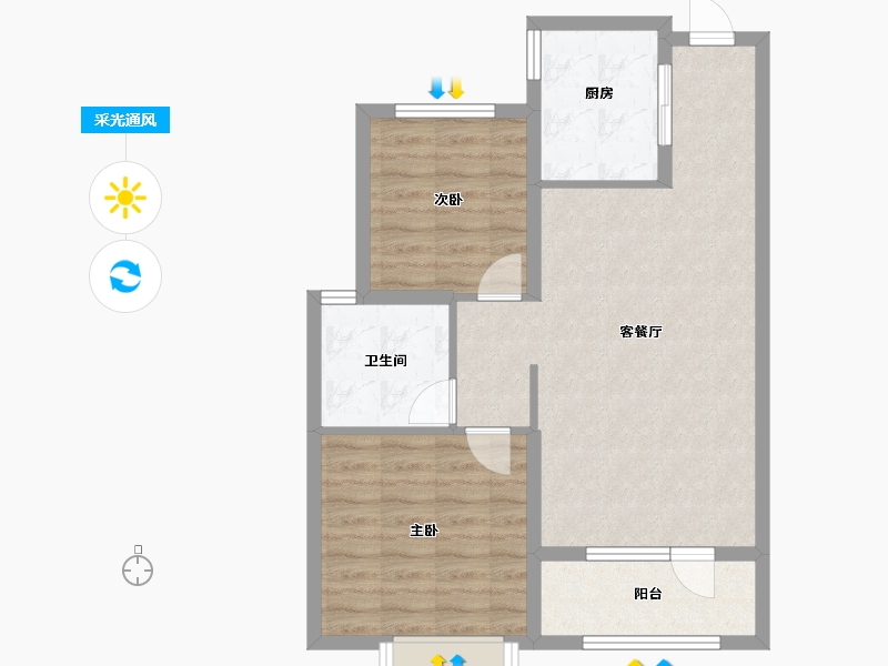 山东省-青岛市-上城御府-70.67-户型库-采光通风