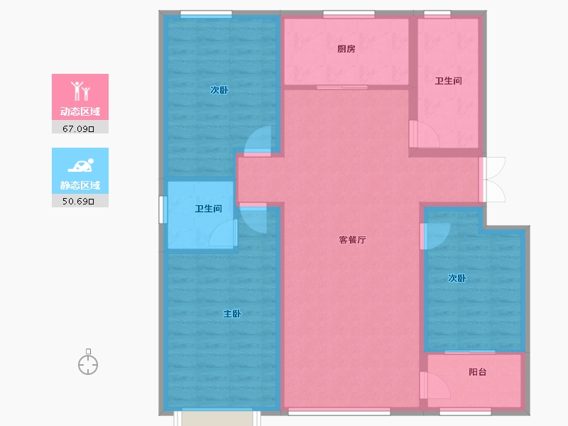 山东省-潍坊市-龙润紫宸华府-106.39-户型库-动静分区