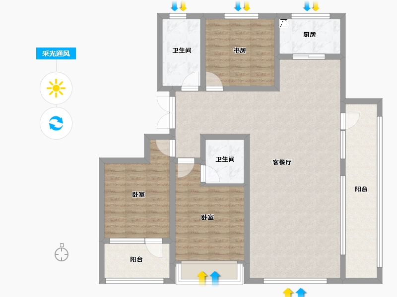 山东省-潍坊市-恒信浞河公馆-114.09-户型库-采光通风